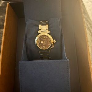 CARTIER PASHA UNISEX 35mm 2475  SS with blue dial watch 100 % AUTHENTIC